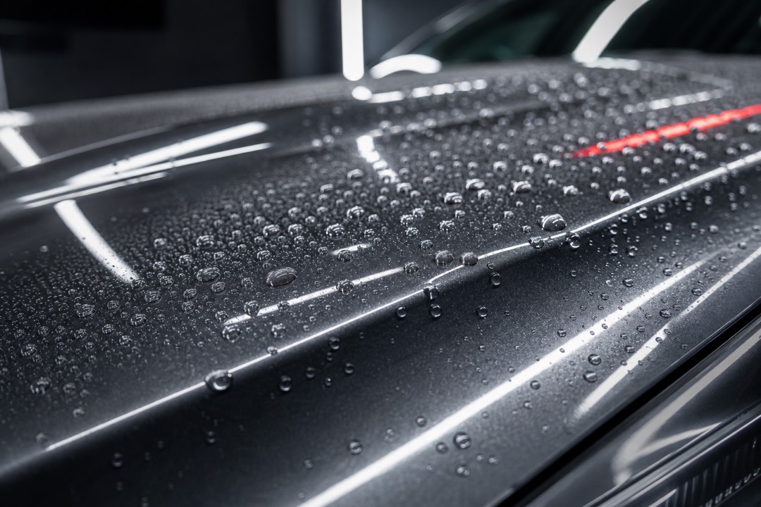 Butiran air hidrofobik pada permukaan cat setelah ceramic coating